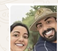 Illustrated portrait of Shivangi and Anand